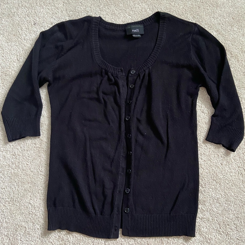 Black Short Sleeve Cardigan